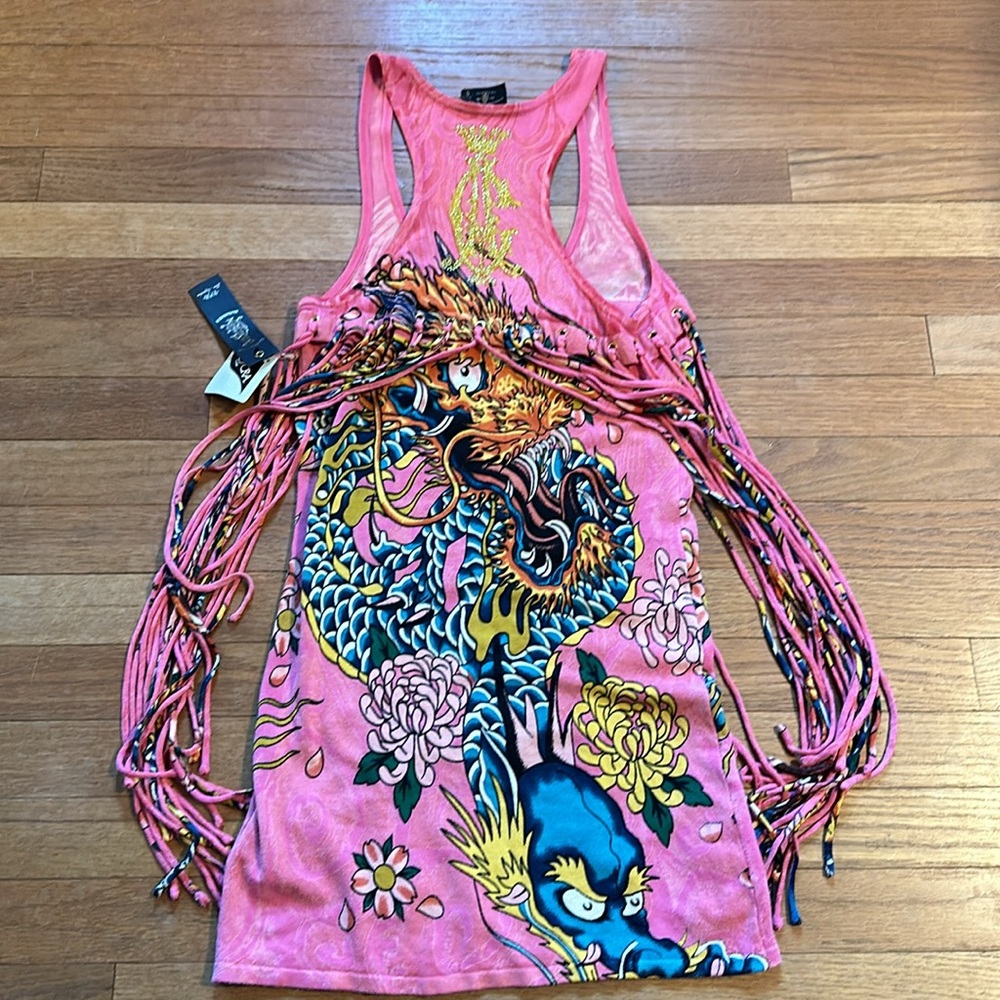 WOW!!! 🤩 NWT Y2K Christian Audigier Dress with Fringe! - Picture 10 of 11